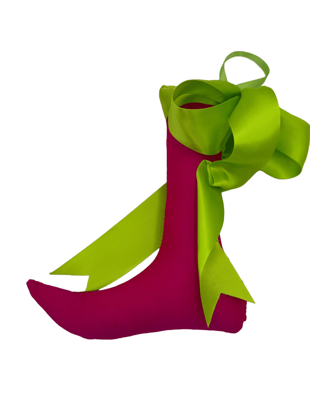 Silk Pixie Bootie Sachets Pink with Green Ribbon